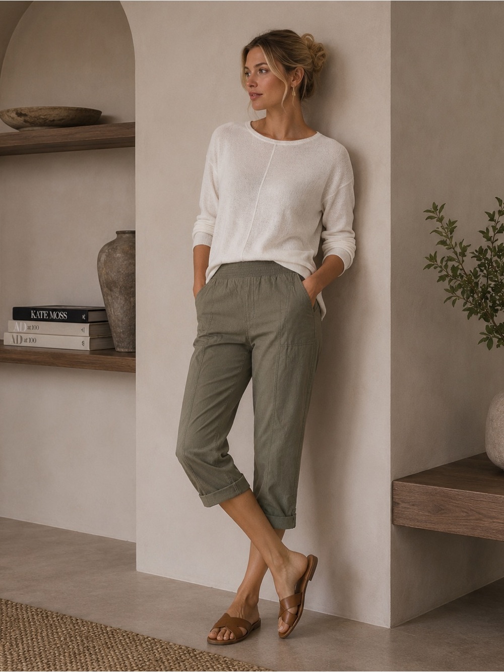 NWT CHICO’S Women’s Fitigue Rolled Crop Fatigue Heather Pants Size 1.5 REGULAR